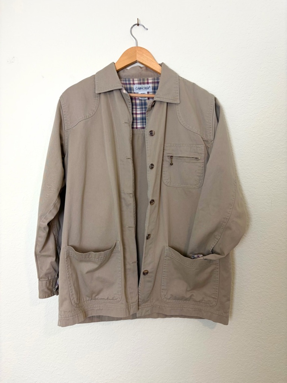 Vintage Cabin Creek Cotton Tan Button Down Classic Outdoor 90s Chore Jacket